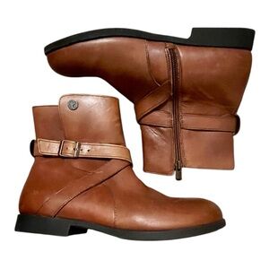 Birkenstock Brown Leather Ankle Booties with Strap